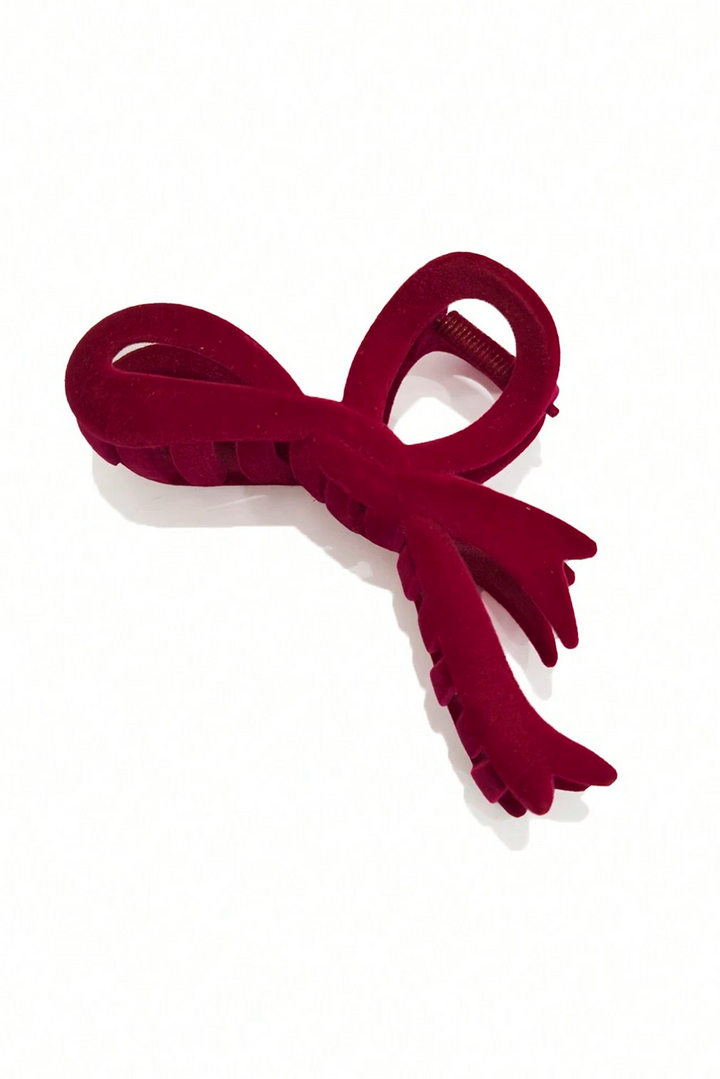 Grande pince à cheveux en velours avec nœud papillon