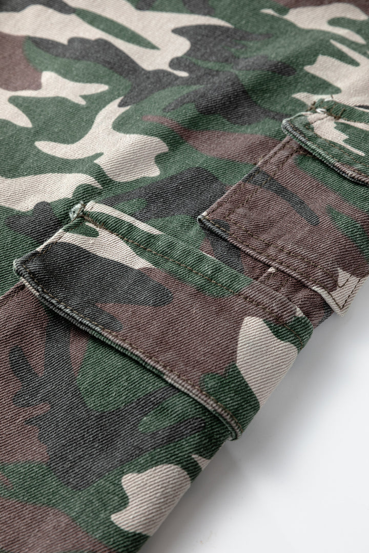 Green Camo Cargo Wide Leg Pants