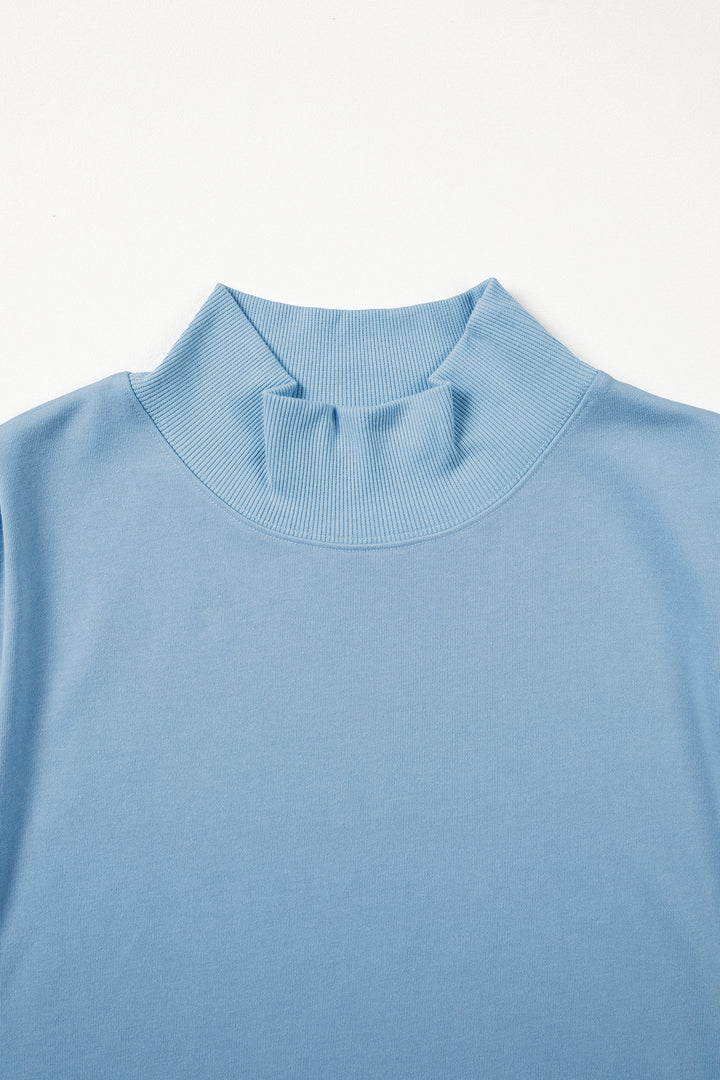 Myosotis Solid Color High Neck Cap Sleeve Loose Top