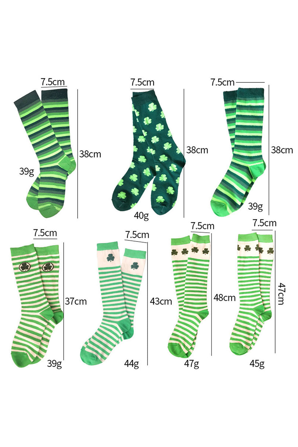 Schlauchsocken mit St. Patricks Kleeblatt-Print