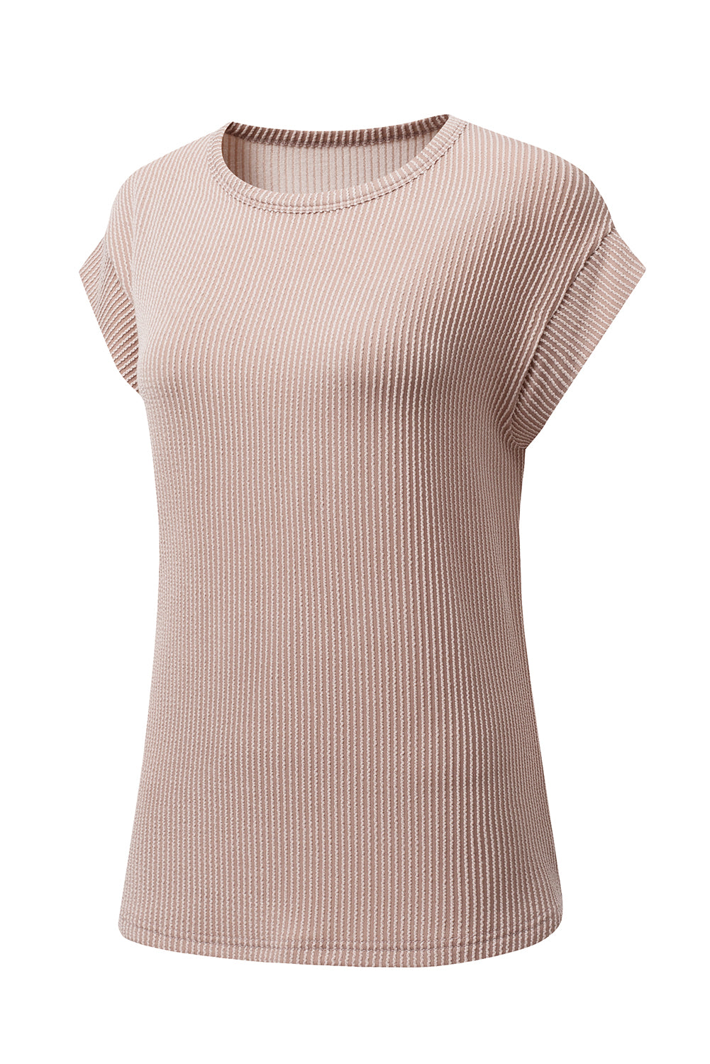 Dark Khaki Twisted Rib Wide Sleeve Crew Neck T Shirt