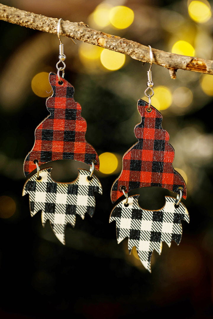 Boucles d'oreilles pendantes de Noël à imprimé écossais
