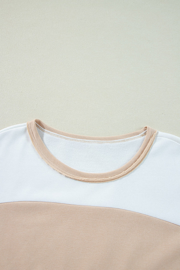Colorblock Patchwork Side Split Tunic T Shirt