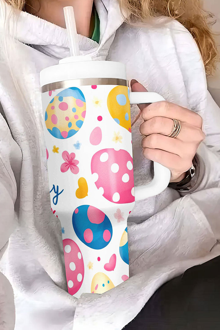 Gobelet isotherme imprimé « Joyeuses Pâques » avec œufs de lapin