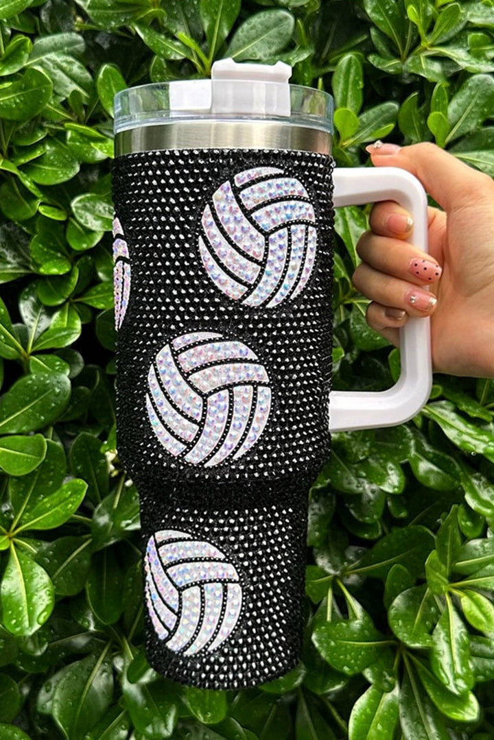 Gobelet de volleyball en strass de 40 oz avec poignée