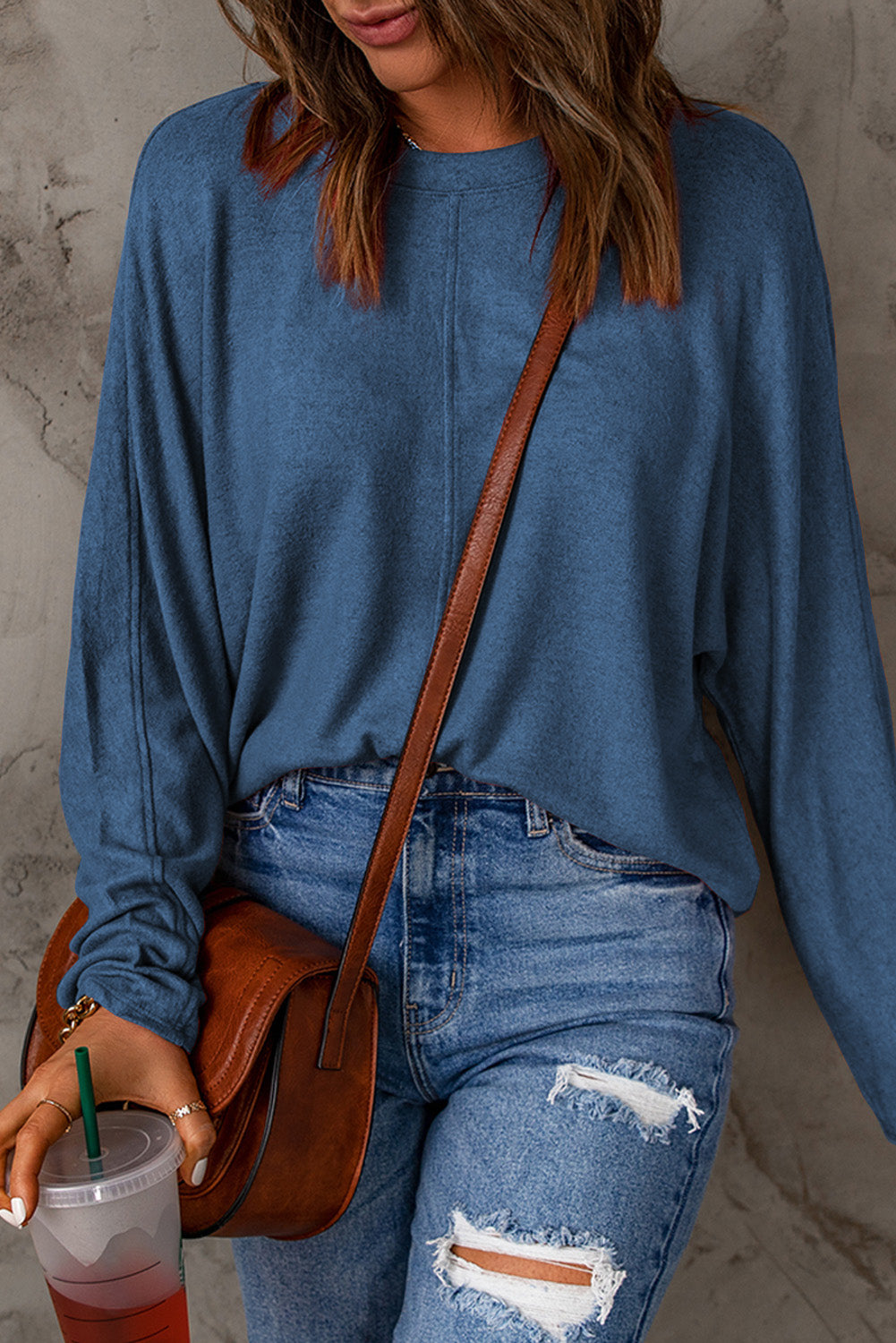 Fiery Solid Color Patchwork Long Sleeve Top