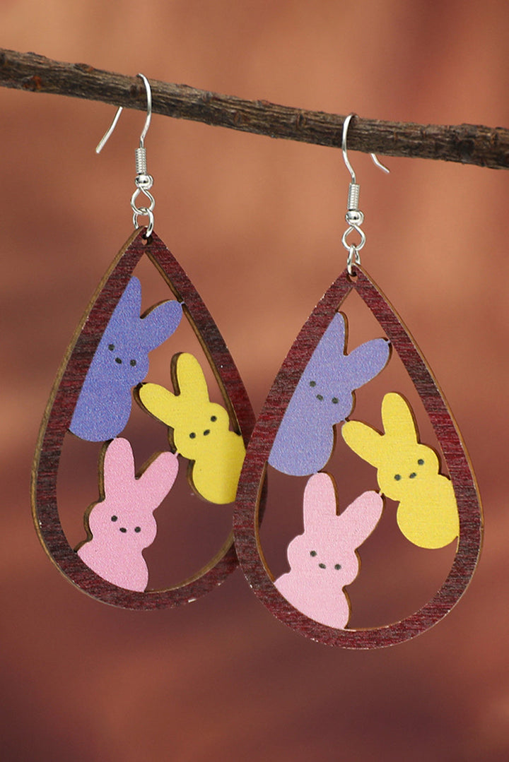 Boucles d'oreilles crochet en forme de goutte d'eau en forme de lapin de Pâques