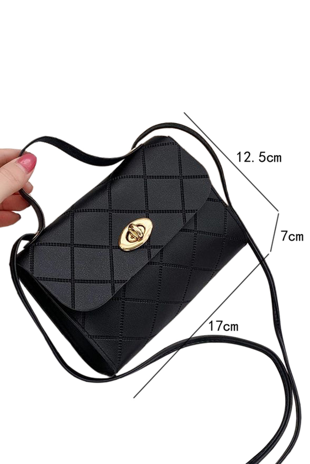 PU Leather Diamond Pattern Messenger Bag