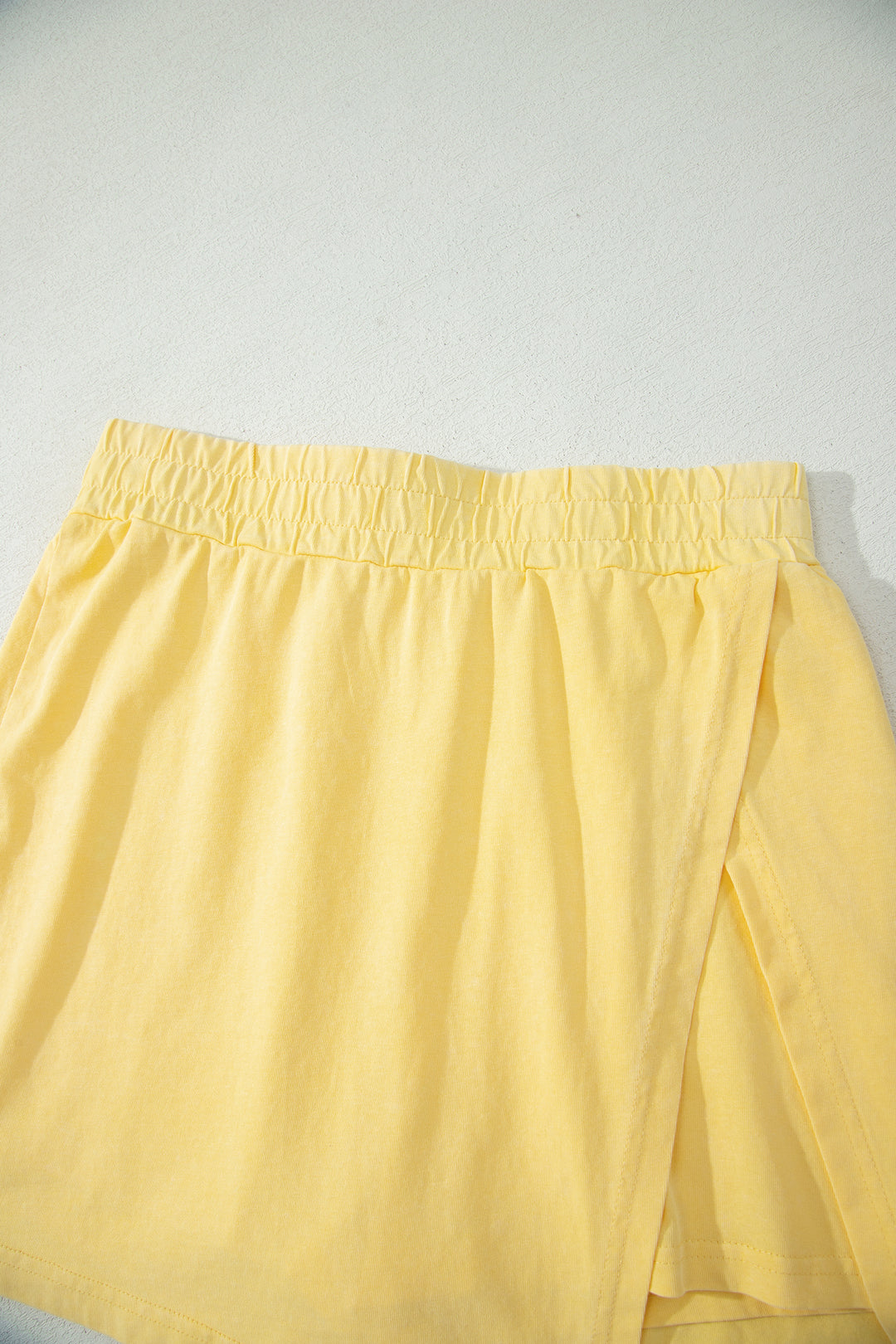 Yellow Cream Washed Sleeveless Top Split Skort Cotton 2pcs Outfit