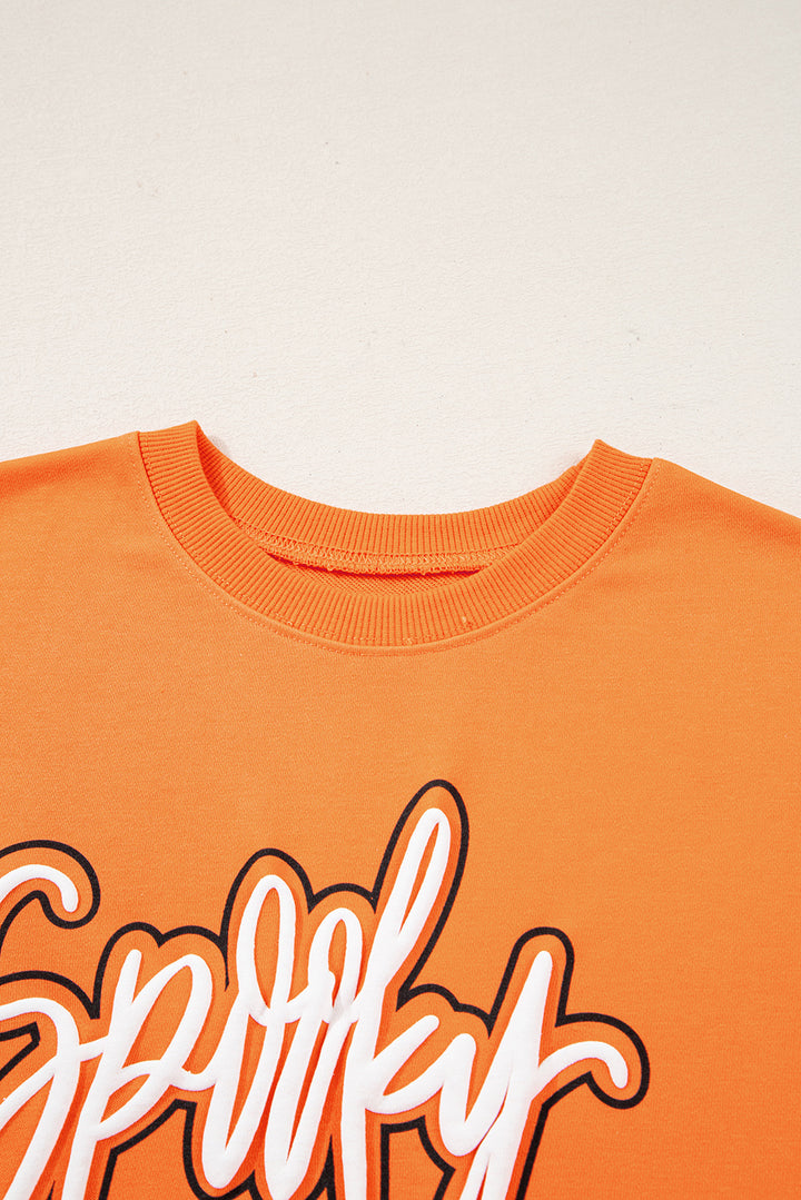 Spooky Graphic Halloween Crew Neck Holiday Sweatshirt