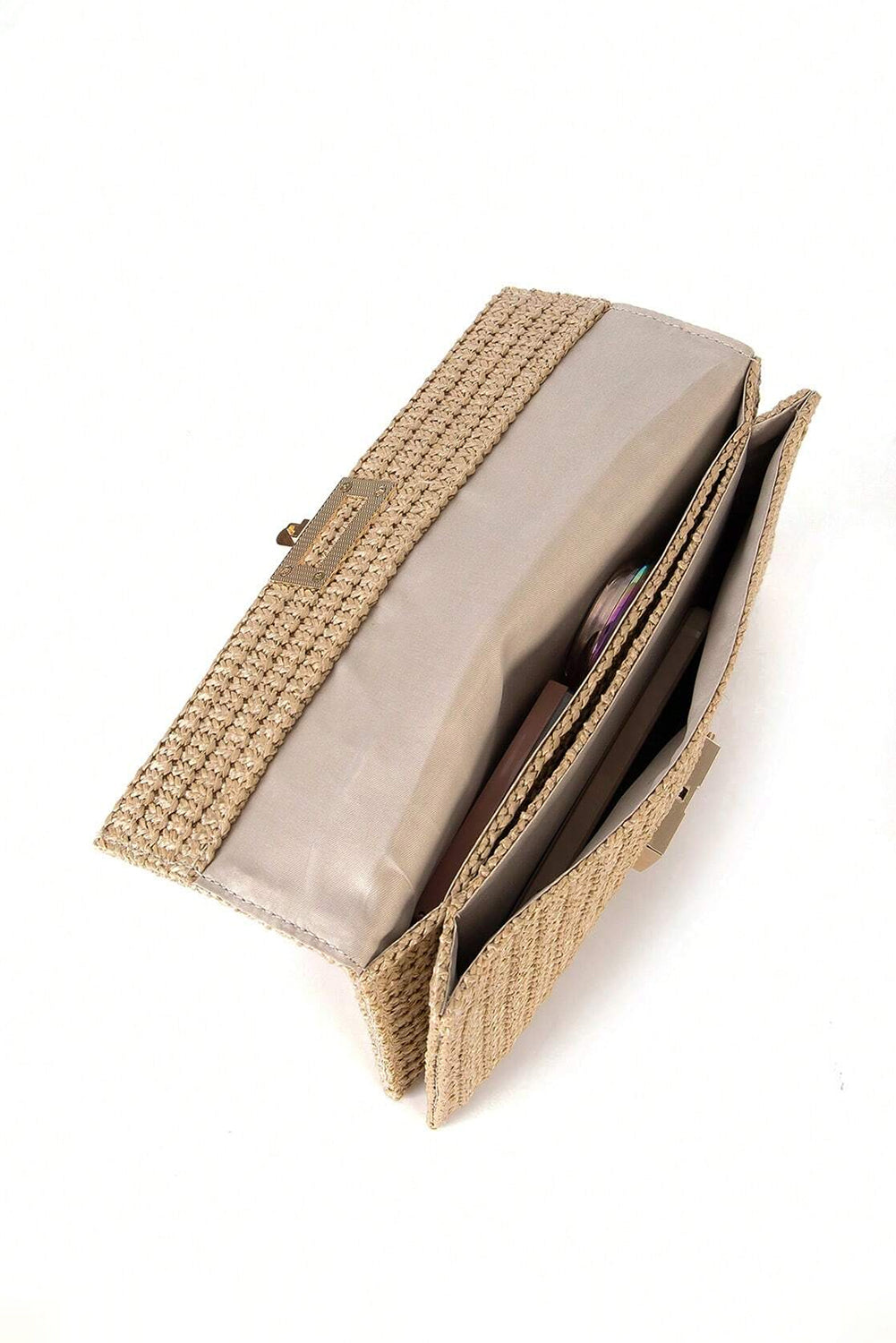 Sac à bandoulière minimaliste à rabat tressé et chaîne