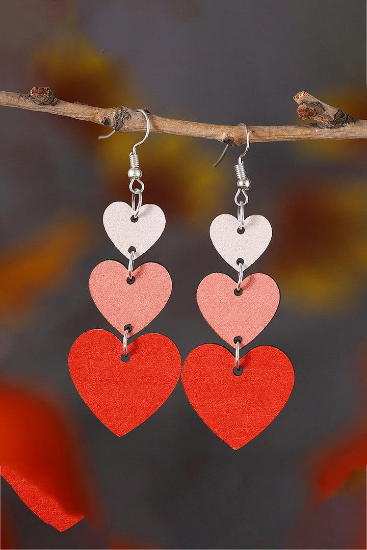 Boucles d'oreilles pendantes à plusieurs niveaux en forme de cœur pour la Saint-Valentin