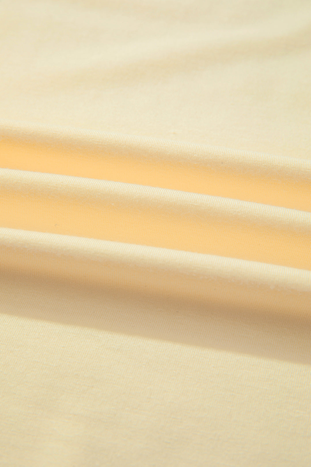 Yellow Cream Casual Plain Crew Neck Tee