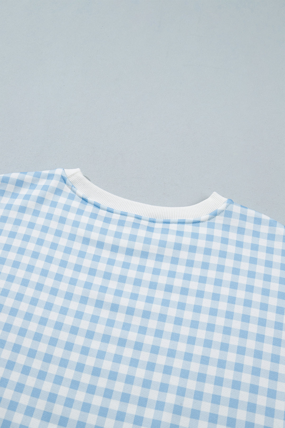 Sky Blue Plaid Baggy Pullover Drawstring Casual Shorts 2pcs Outfit