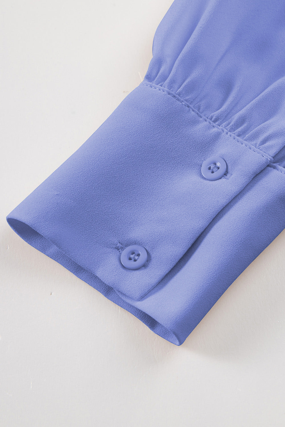 Sky Blue Solid Color V Neck Breezy Long Sleeve Blouse