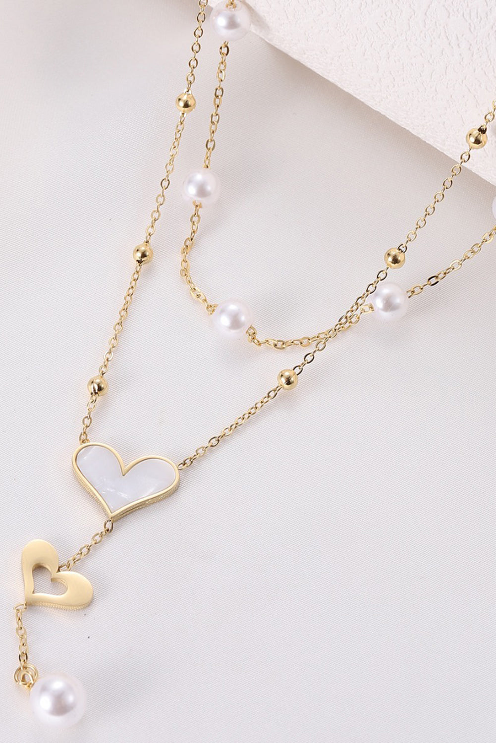 Collier chaîne réglable double couche en perles de cœur