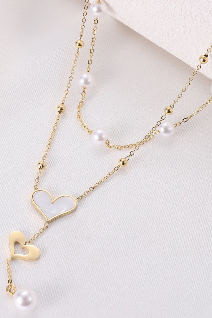 Collier chaîne réglable double couche en perles de cœur