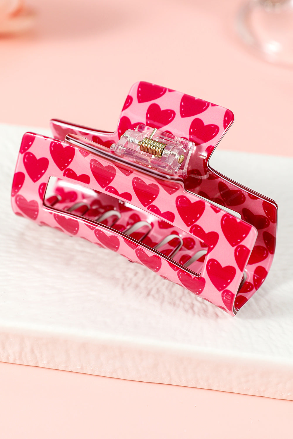 Heart Print Hollow Out Square Hair Claw Clip