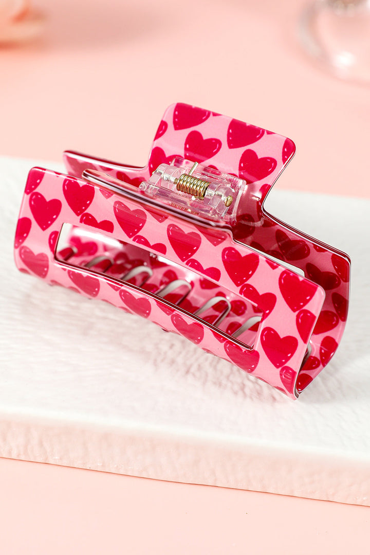 Heart Print Hollow Out Square Hair Claw Clip