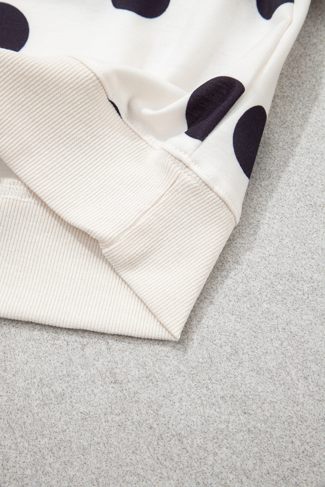 Beige Casual Polka Dot Round Neck Pullover Sweatshirt
