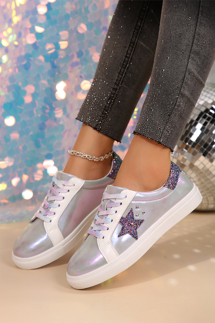 Star Pailletten Patchwork Criss Cross Freizeitschuhe