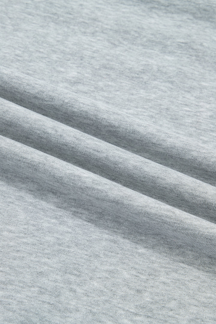 Light Grey  Mock Neck Letter Embroidered Loose Sweatshirt
