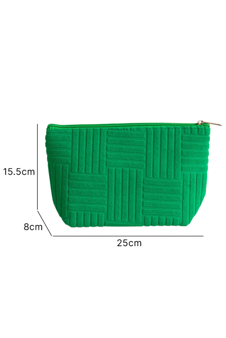 Textured Woven Pattern Zipper Cosmetic Bag