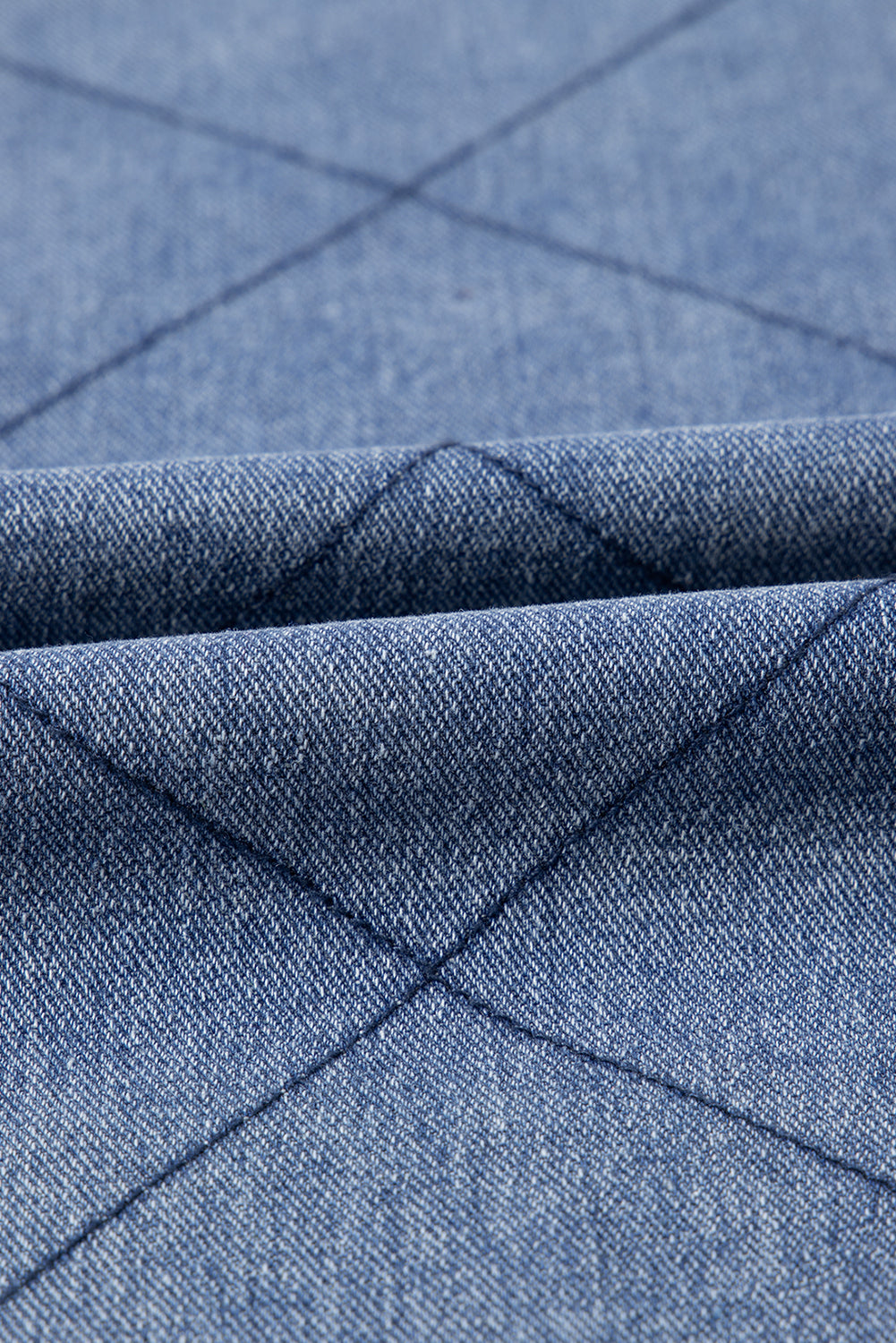 Ashleigh Blue Rhombus Stitched Pattern Button Pocketed Denim Jacket