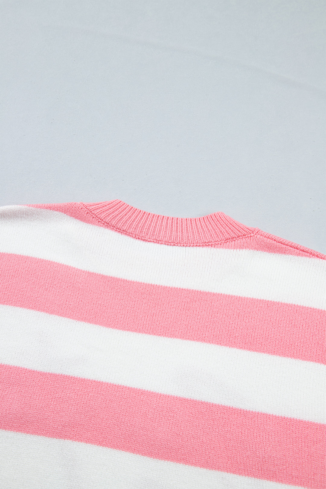 Pink Stripe Santa Baby Embroidered Christmas Slogan Drop Shoulder Pullover Sweater