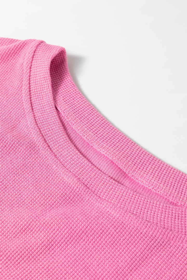 Sachet Pink Exposed Seam Striped Color Block Patchwork Long Sleeve Top