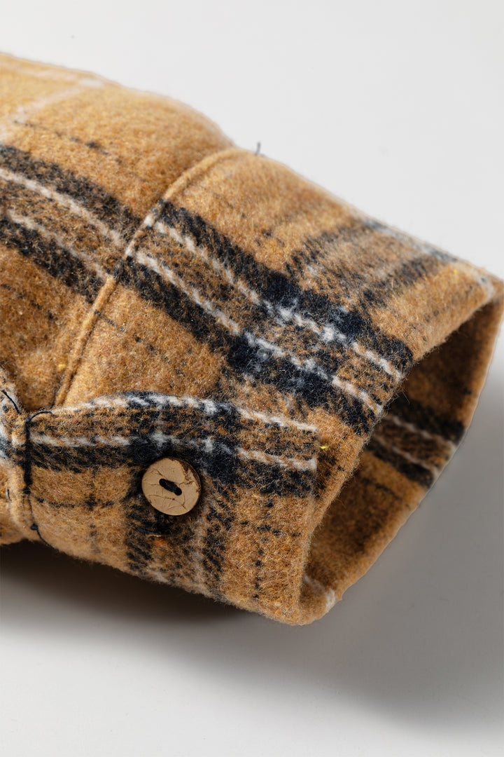 Multicolour Plaid Button-Up Long Sleeve Shift Silhouette Shacket