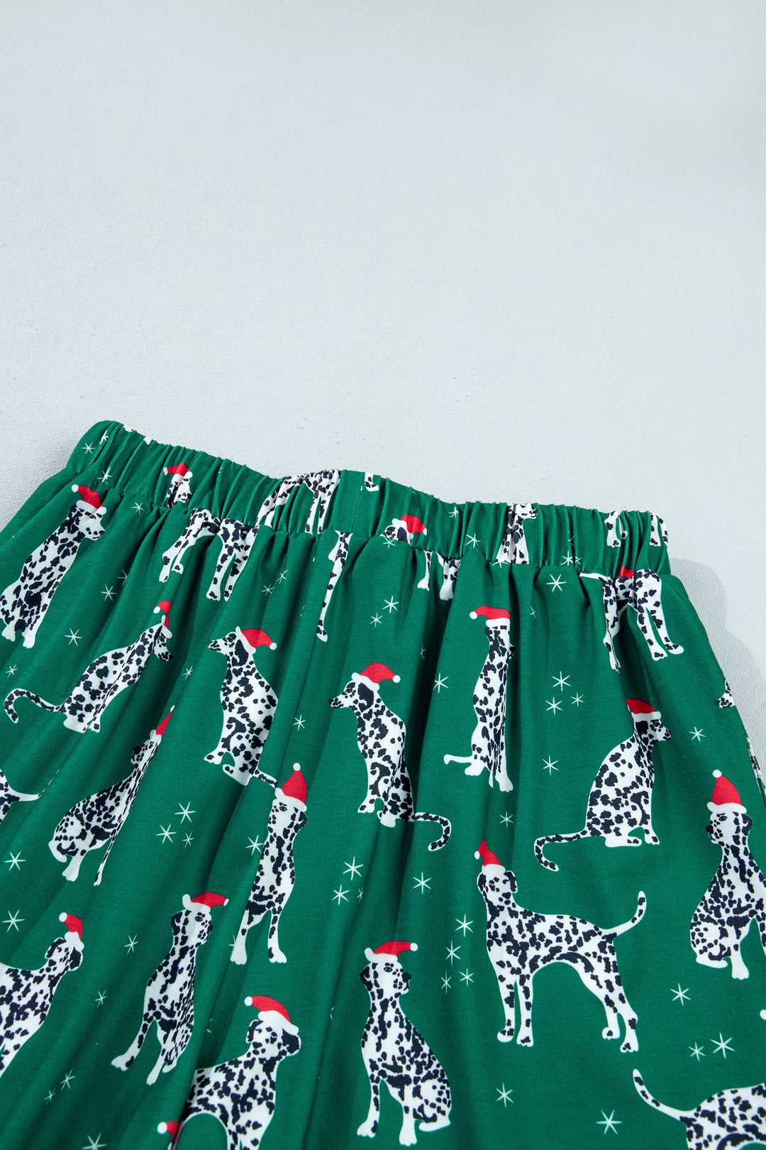 Green Long Sleeve Dog Print Two Piece Shift Lounge Set