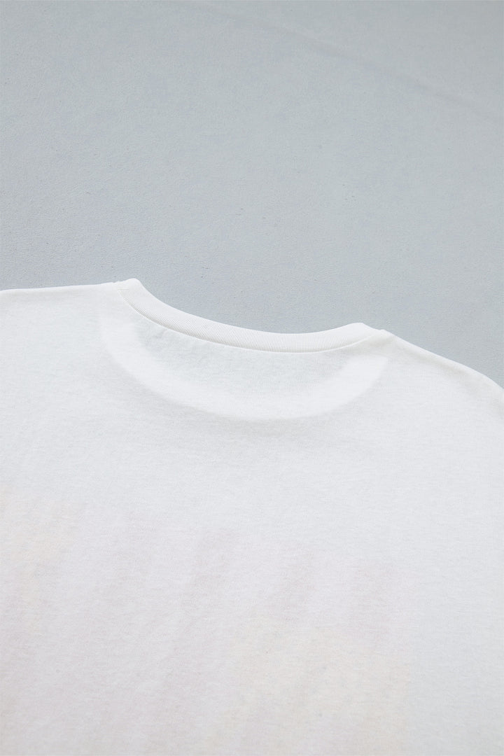 White Cheetah Striped Print Retro Fashion Graphic Tee