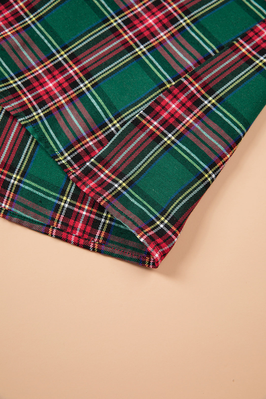 Green Plaid Long Sleeve Shift Plus Size Shirt