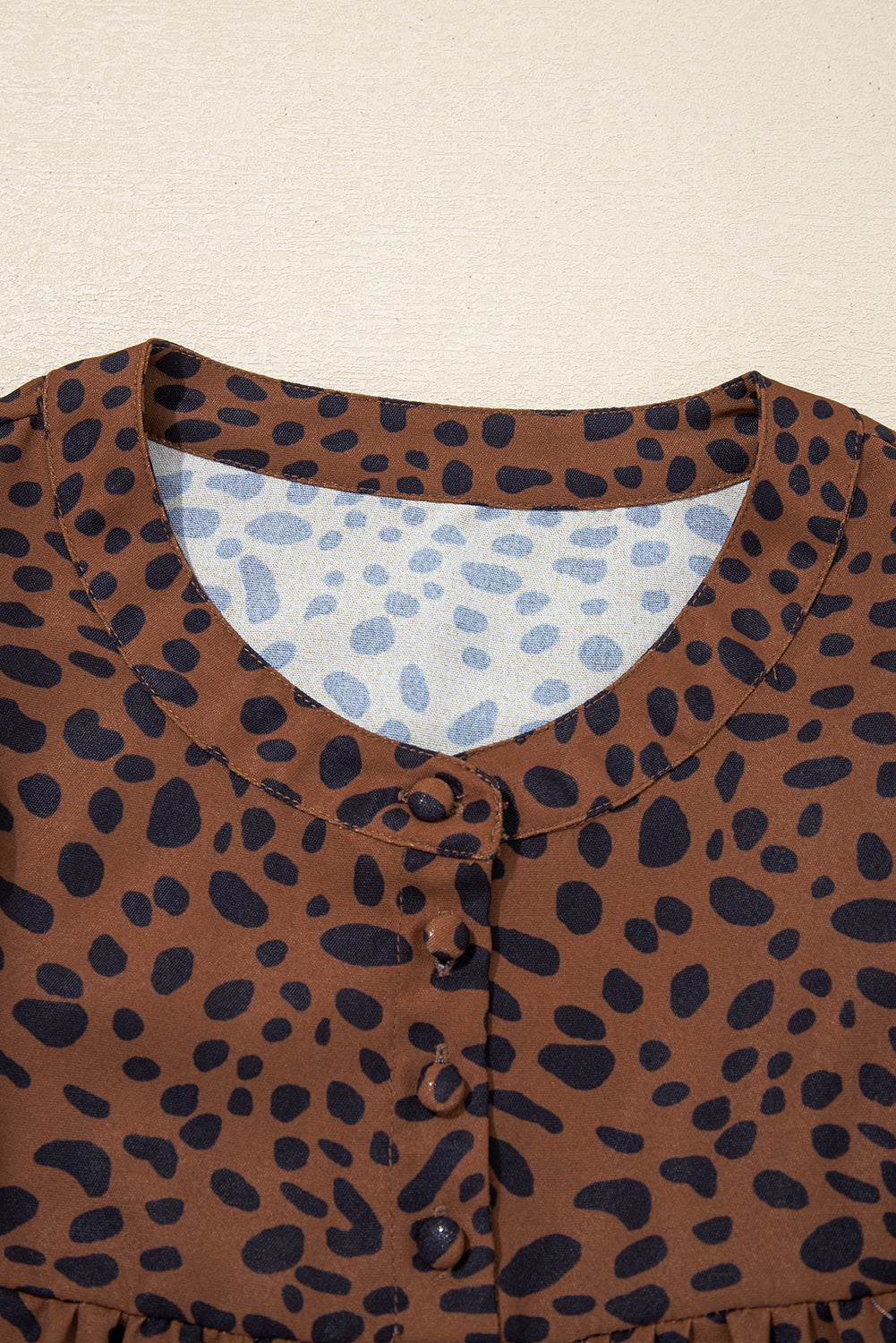 Leopard Print Ruffled Puff Sleeve Blouse