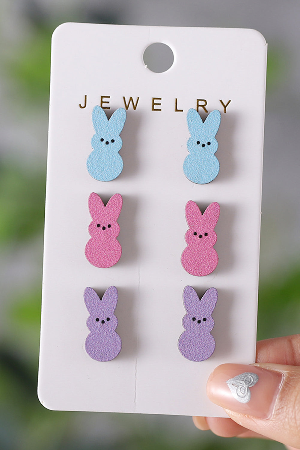 Boucles d'oreilles en bois en forme de lapin de Pâques