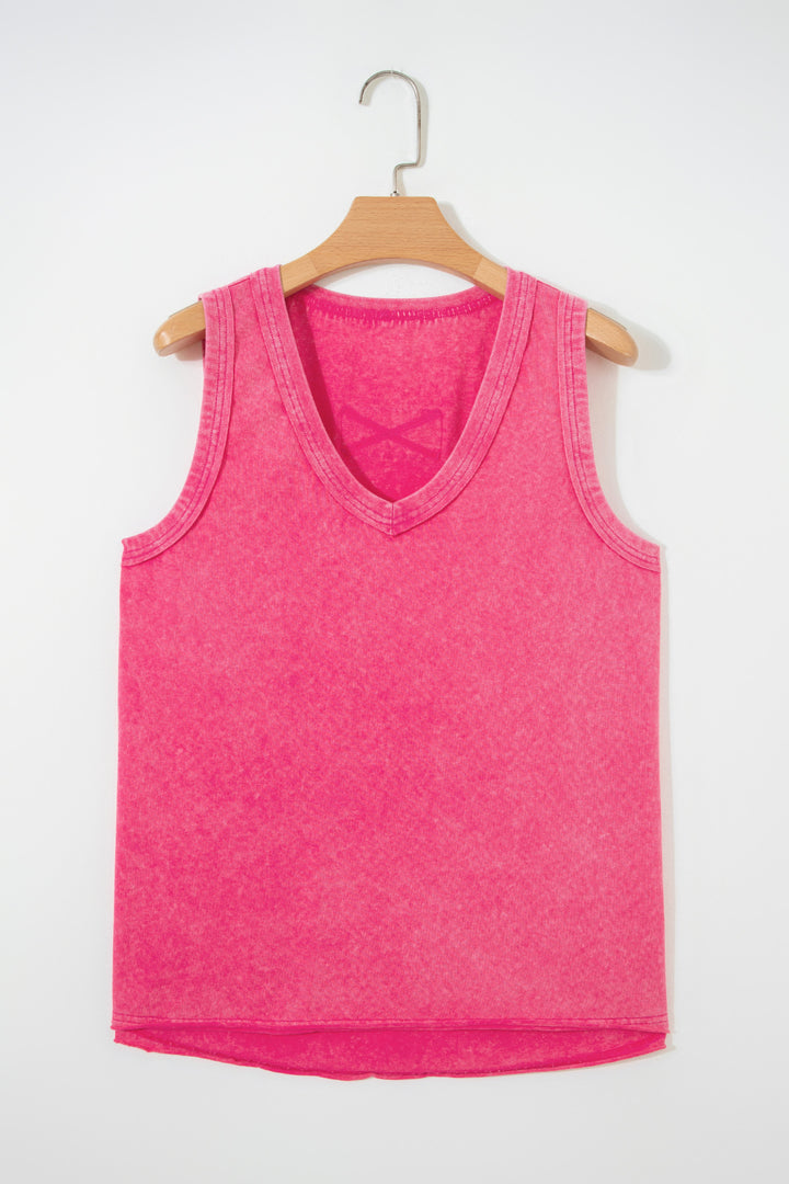 Mineral Wash V Neck Tank Top