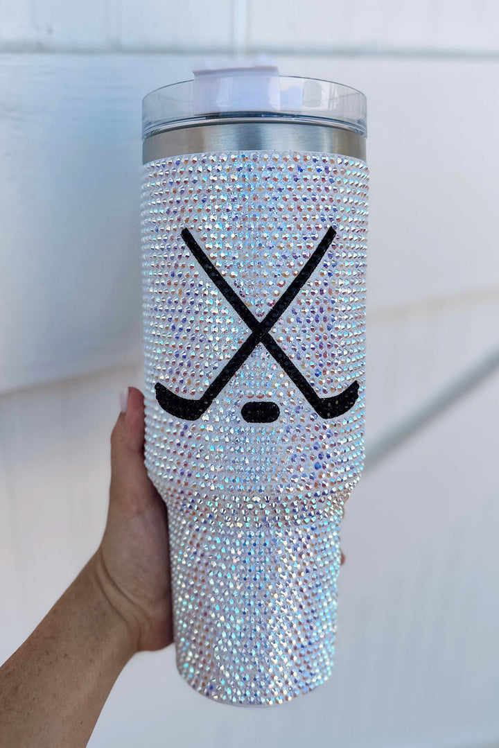 Hockey Game Day Rhinestone 40 Oz Tumbler with Handle