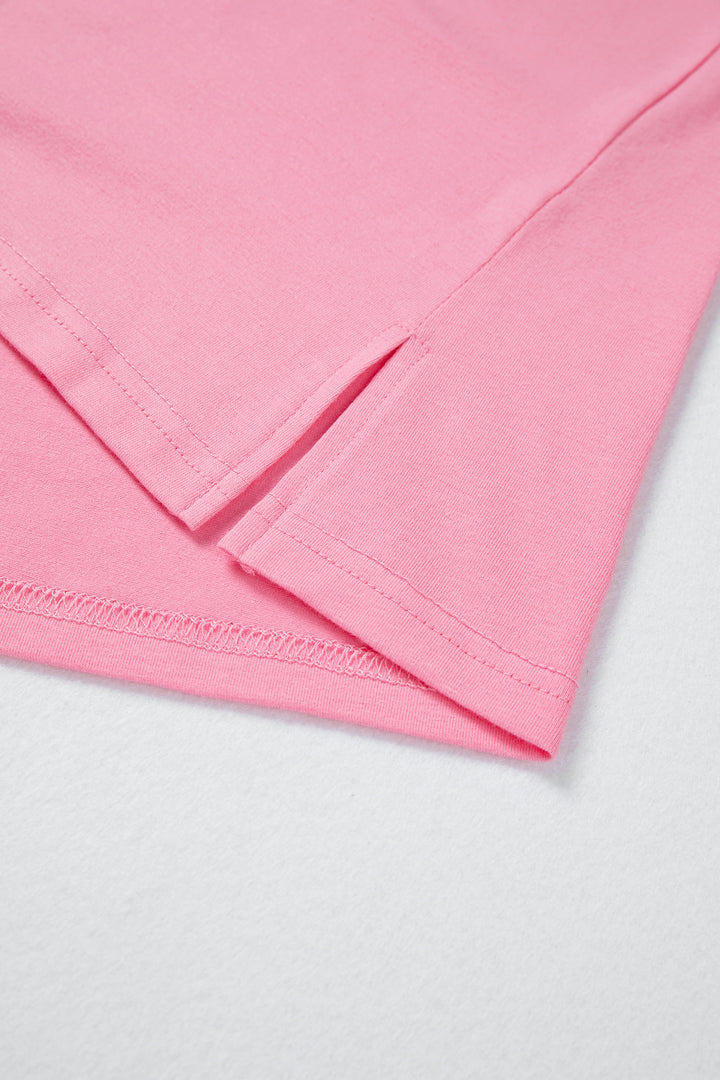 Solid Color V Neck Short Puff Sleeve Blouse