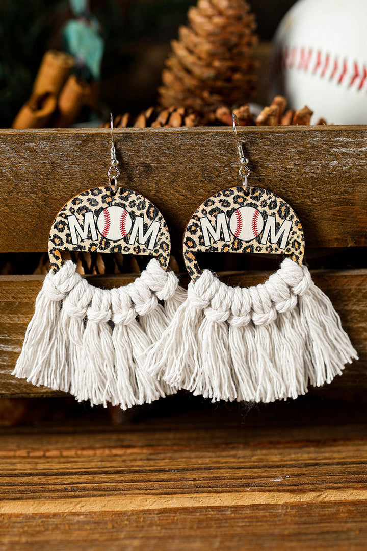 Boucles d'oreilles à franges et crochets à imprimé léopard Rugby Football MOM
