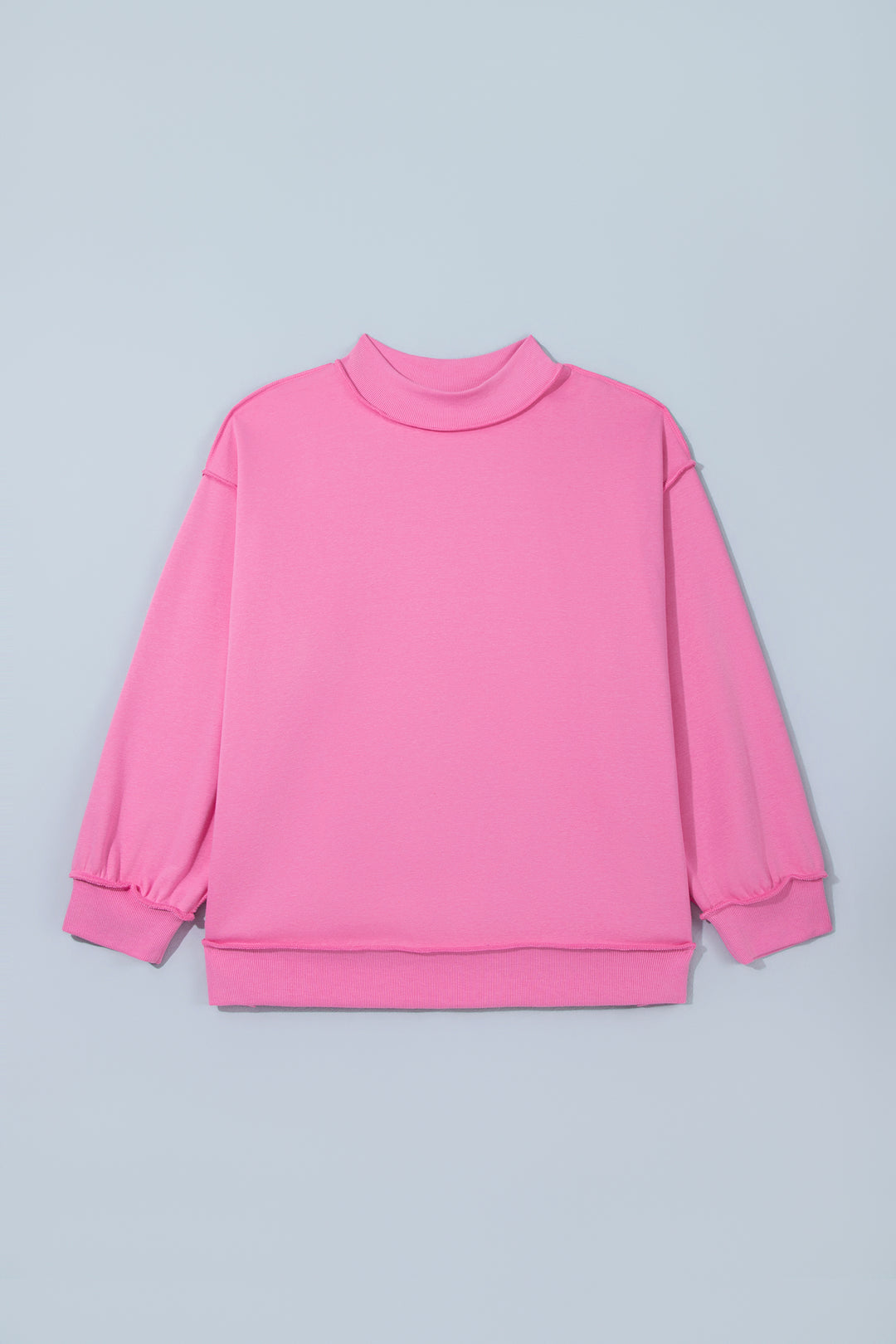 Bright Pink Exposed Seam Detail Reversible Double Wear Plus Size Sweatshirt