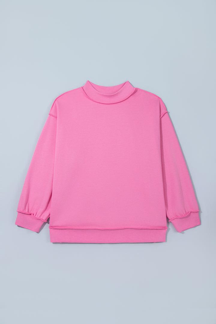 Bright Pink Exposed Seam Detail Reversible Double Wear Plus Size Sweatshirt