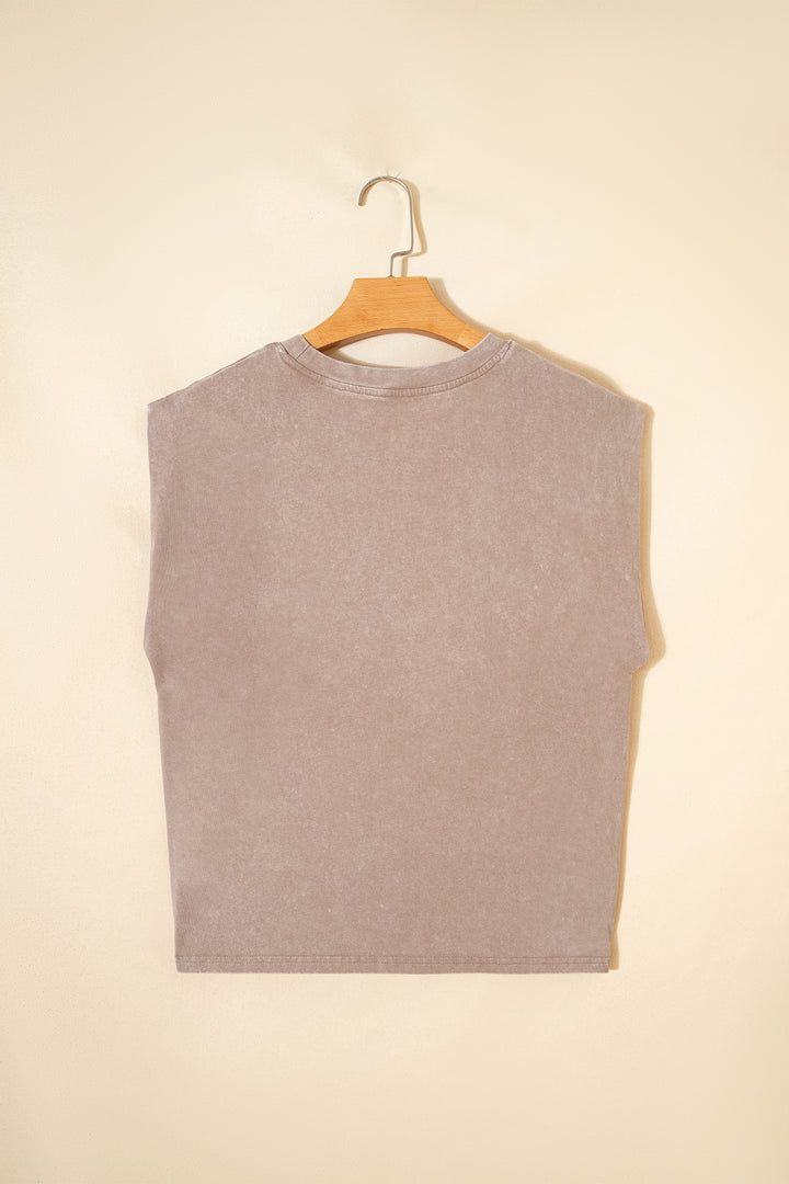 Smoke Gray COWGIRLS DONT CRY Western Graphic Mineral Wash Tank Top