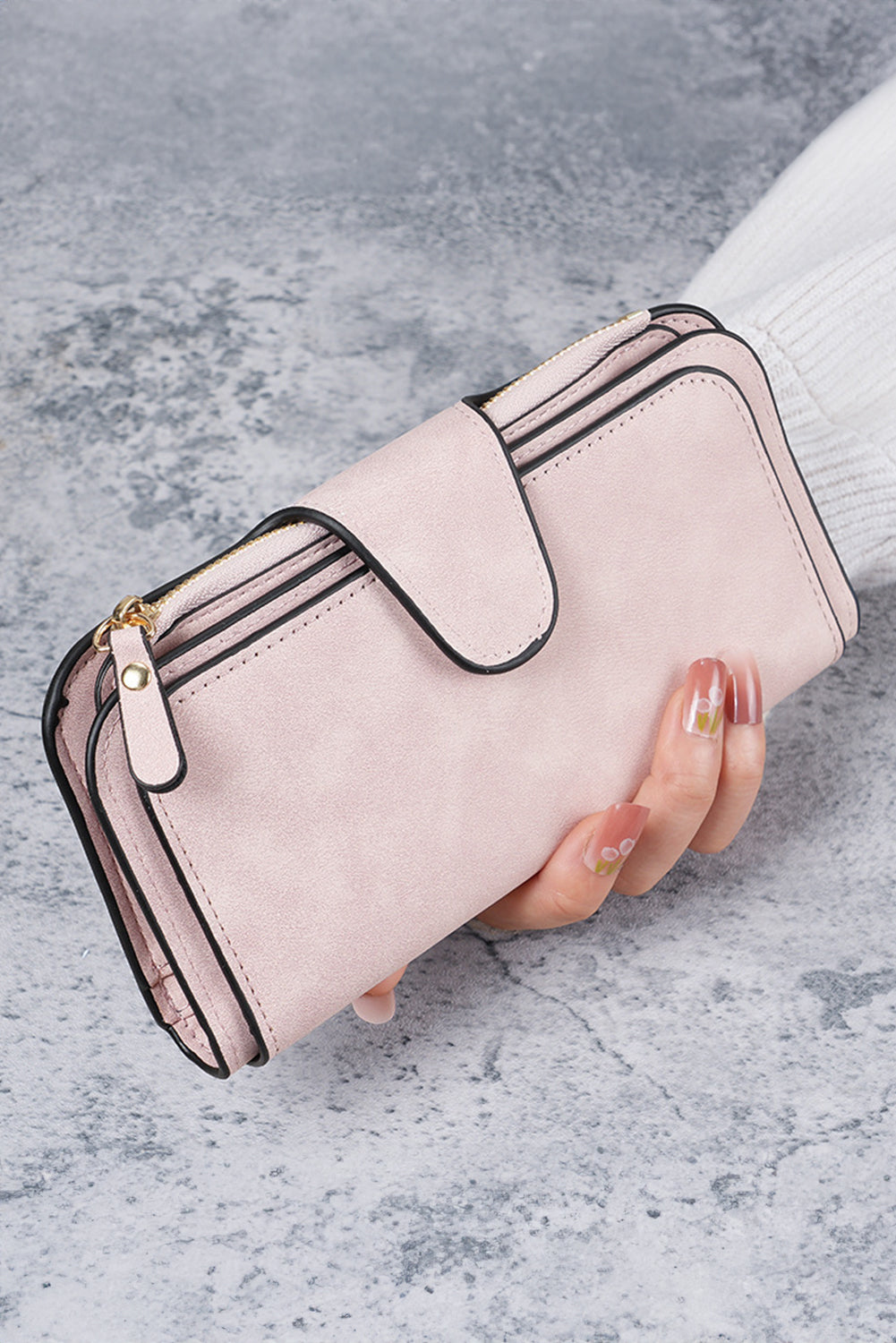 Portefeuille long multifonction en cuir PU