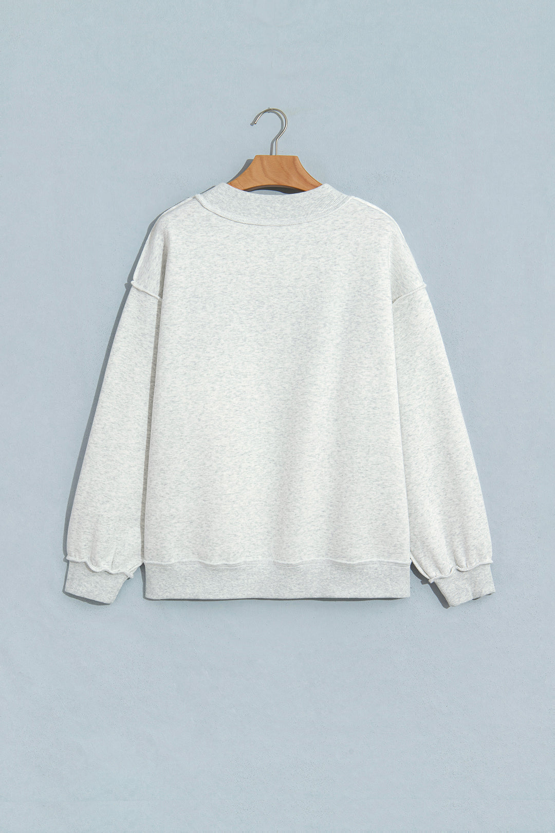 Light Grey Reversible Christian Faith Print Mock Neck Pullover Sweatshirt