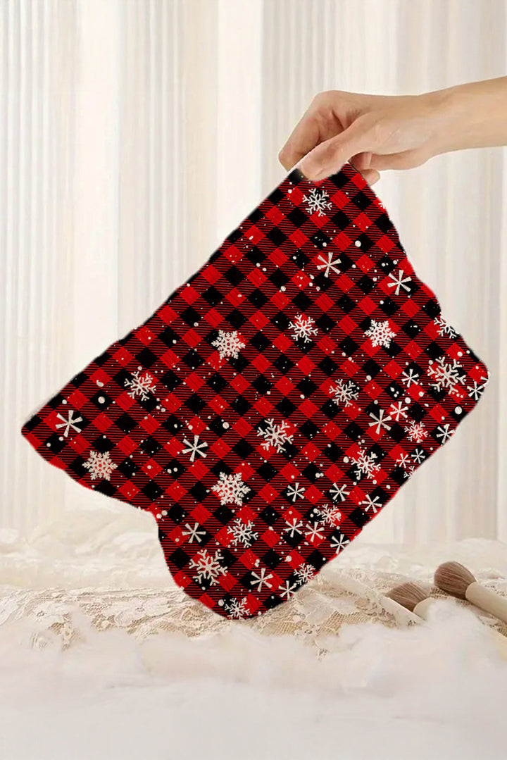 Plaid Christmas Snowflake Print Cosmetic Bag