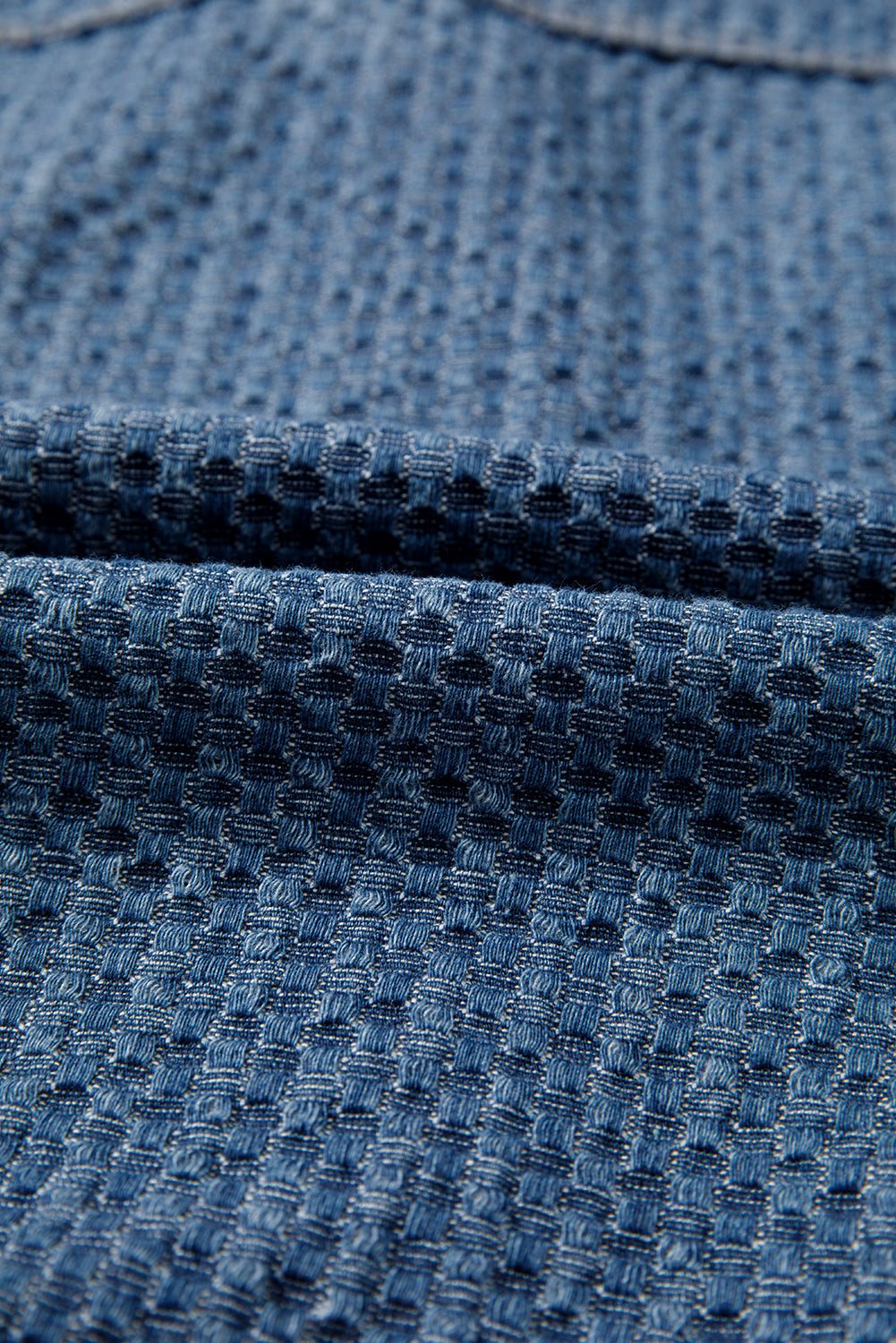 Blue Double Flap Pocket Denim Textured Button Down Jacket