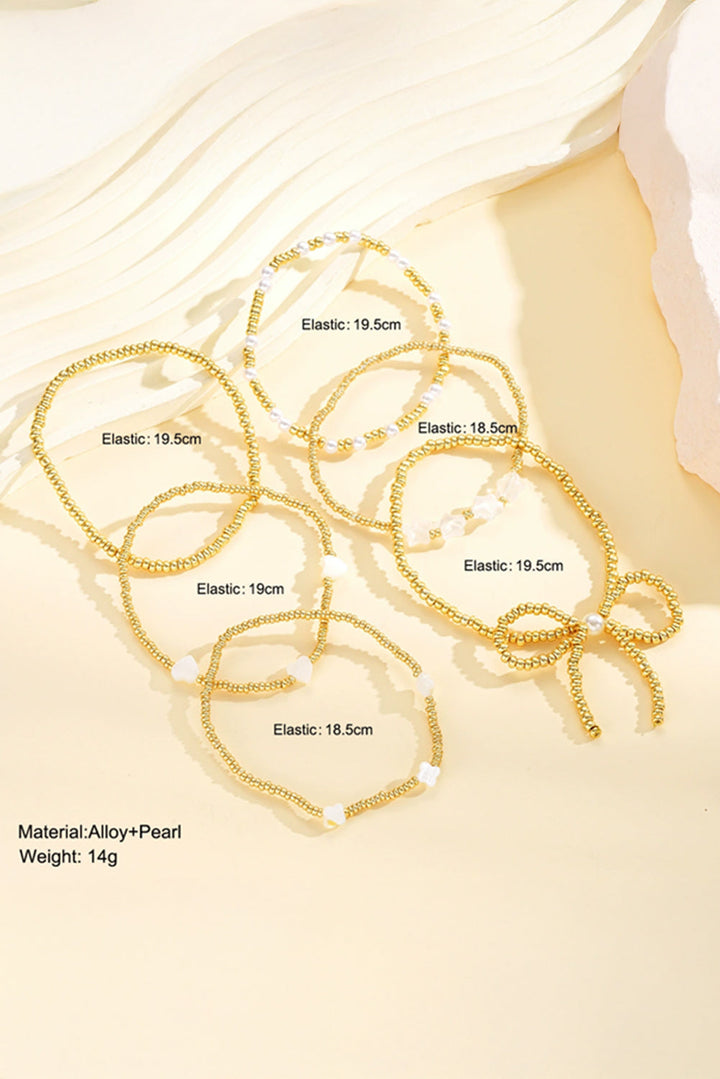 Bow Knot Star Heart Beaded Multi Layer Bracelet