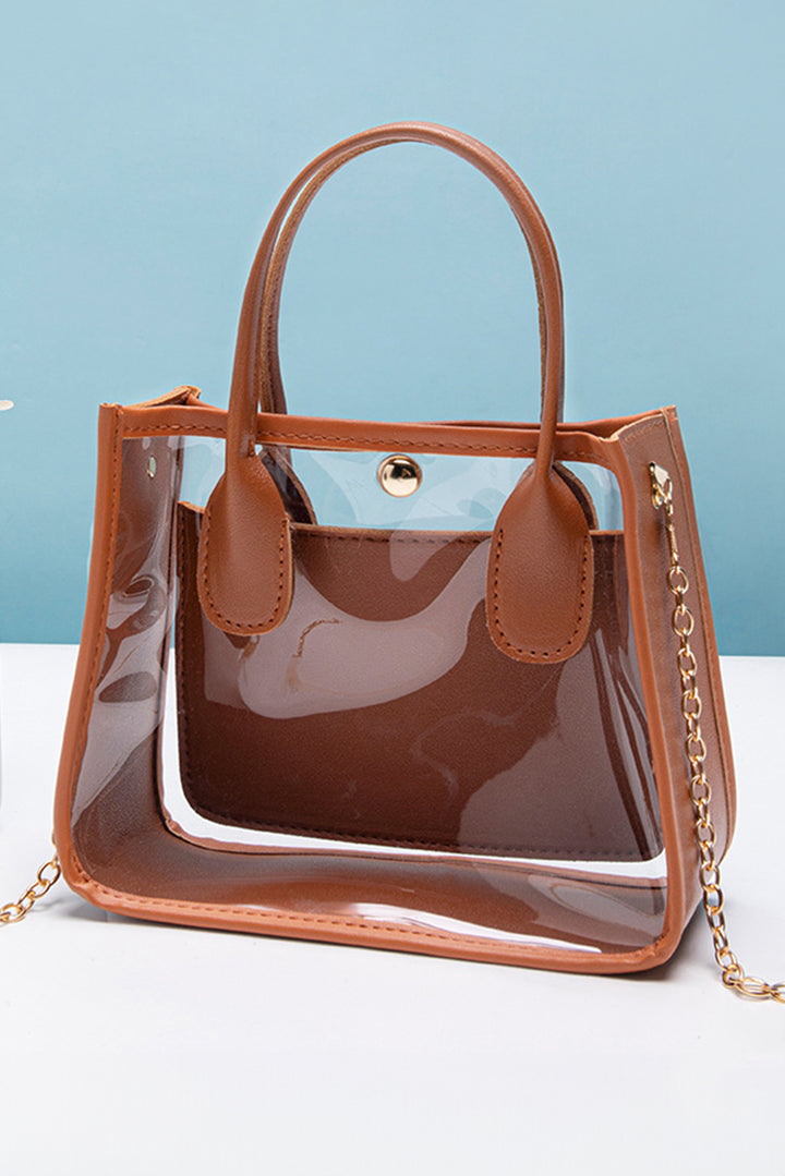 PVC PU Leather Patchwork Chain Strap Shoulder Bag