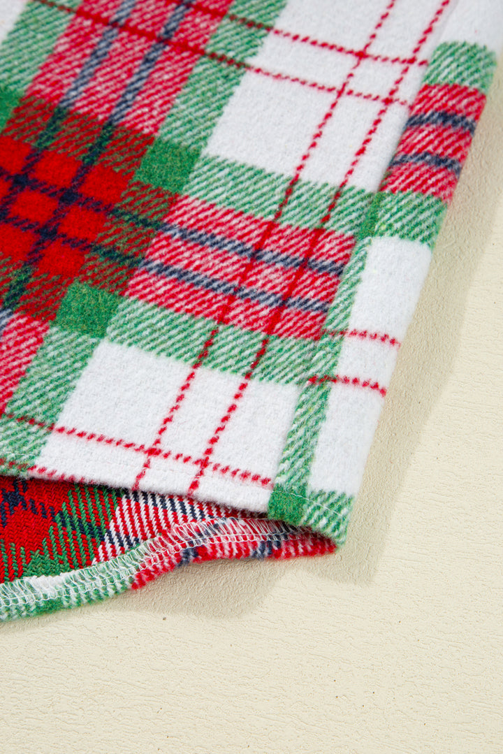 Red Christmas Plaid Casual Flannel Shacket